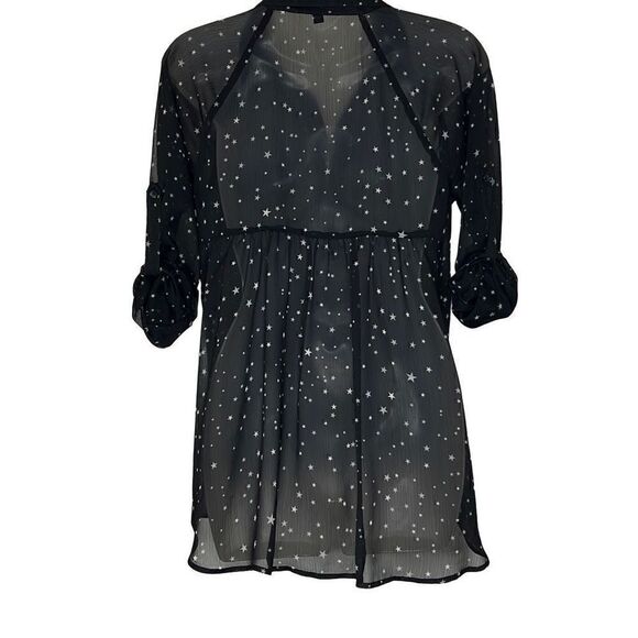 Express Button Down Sheer Stary Night Shirt XS - Picture 2 of 7